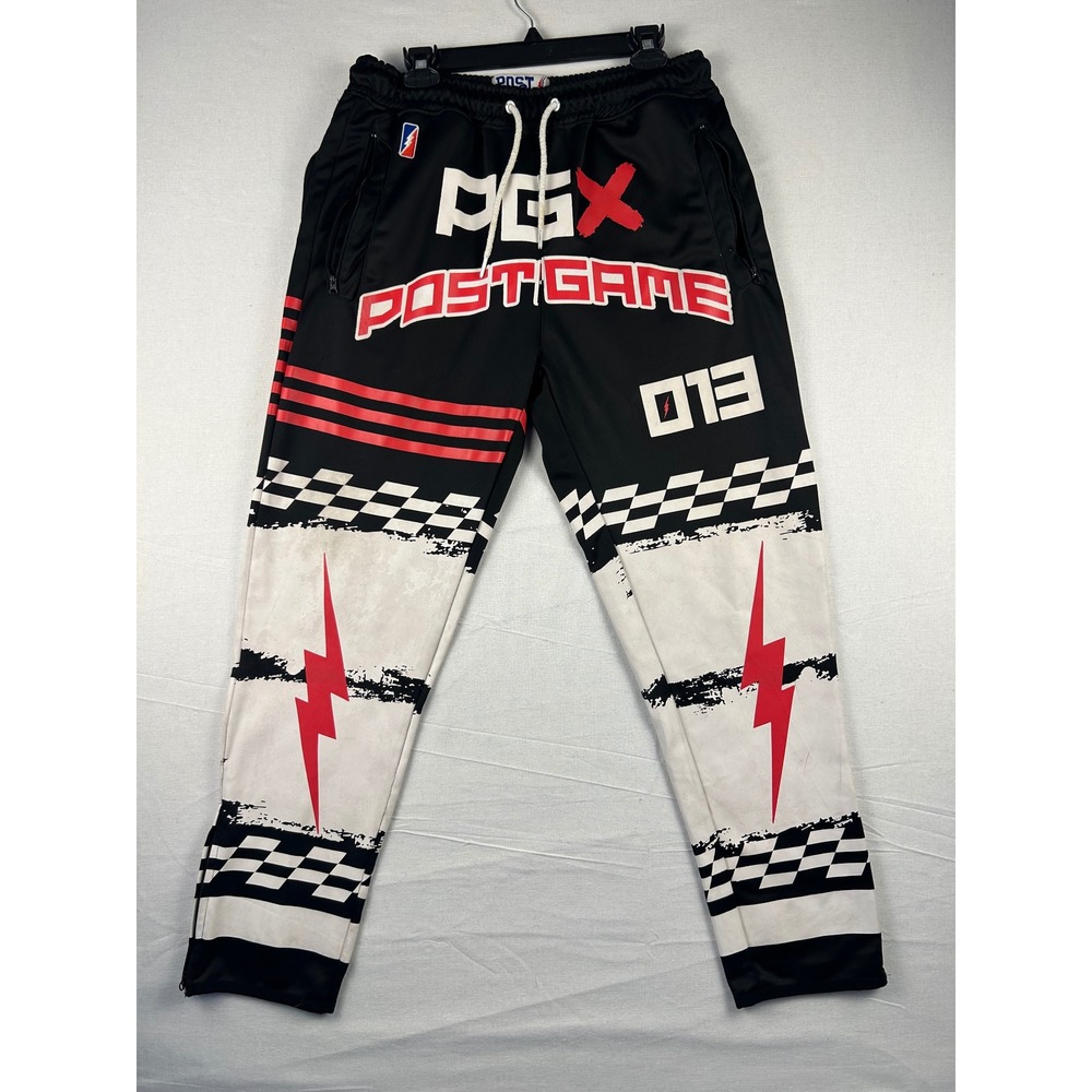 Post Game PGX Racing Track Pants Mens 2XL Black Red White Y2K Streetwear013 RARE